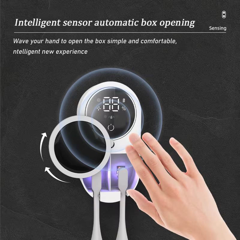 DentaShieldPro™ – UV Toothbrush Sanitizer with Automatic Dispenser