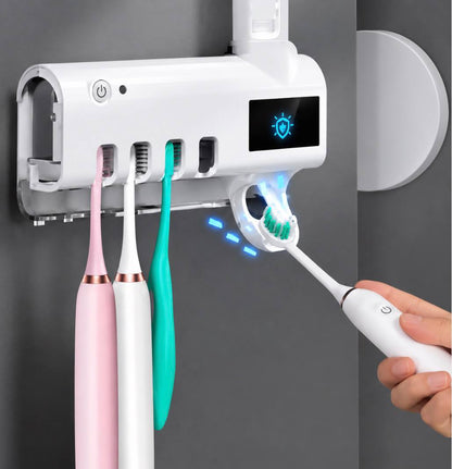 DentaShieldPro™ – UV Toothbrush Sanitizer with Automatic Dispenser
